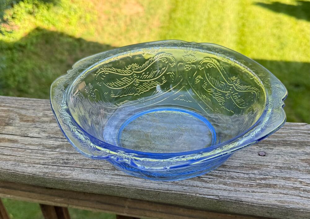 Vintage Indiana Glass Madrid Blue Glass Serving Bowl